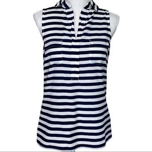 Nautical Navy & Cream Stripe Sleeveless Top Size M Lightweight Classic